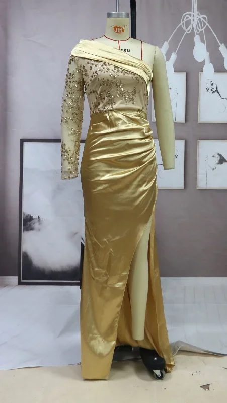 2022-one-shoulder-sequin-splicing-cocktail-dresses-fashion-temperament-sexy-elegant-side-slit-long-sweep-train-evening-party-dress