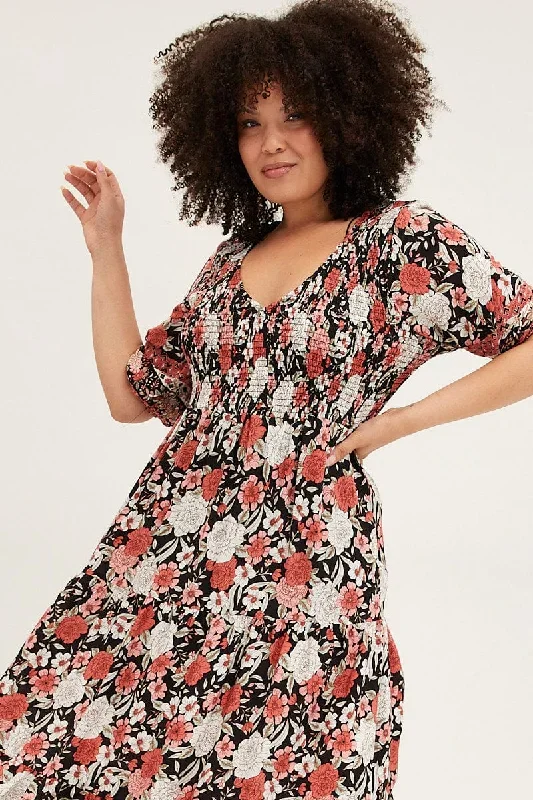 black-boho-maxi-dress-short-sleeve-v-neck-shirred-cdd1416-47r-1