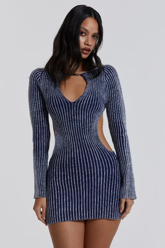 blue-metallic-knitted-backless-mini-dress-with-front-keyhole-detail