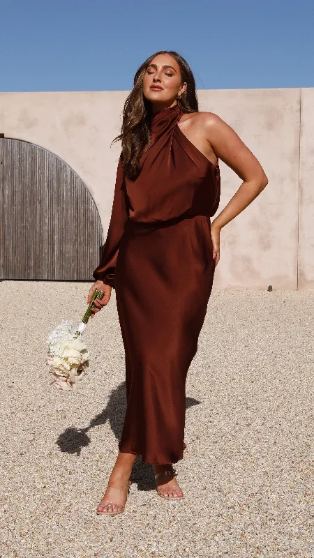 esther-one-shoulder-long-sleeve-dress-brown