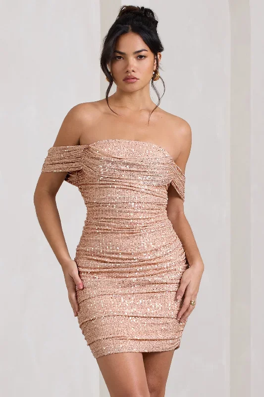 light-up-gold-sequin-bardot-mini-dress-with-drape-detail-cl126702007 light-up-gold-sequin-bardot-mini-dress-with-drape-detail-cl126702007