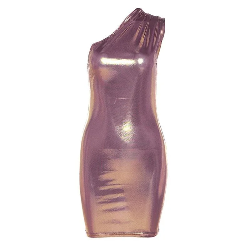 metallic-solid-one-shoulder-ruched-irregular-mini-dress metallic-solid-one-shoulder-ruched-irregular-mini-dress
