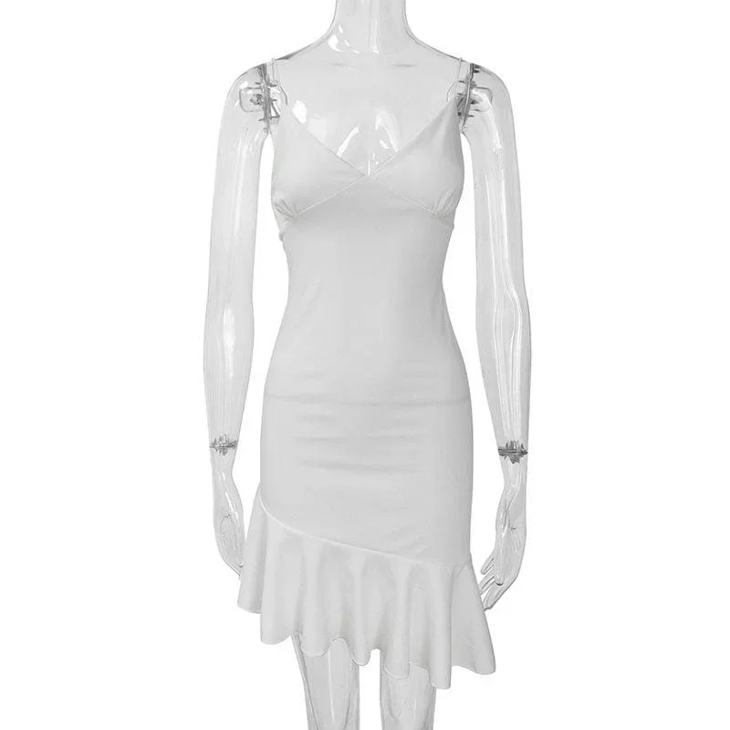 v-neck-ruffle-backless-irregular-solid-cami-dress v-neck-ruffle-backless-irregular-solid-cami-dress